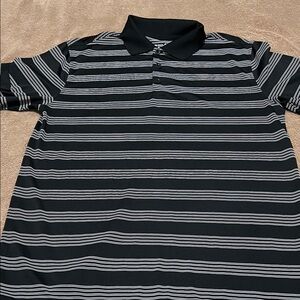 Nike Men's Black and White Striped Polo Shirt